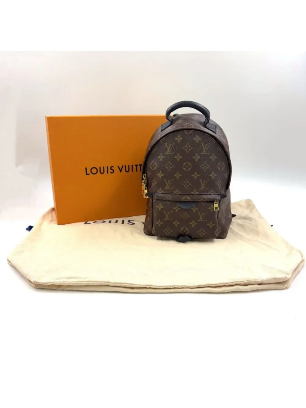 Louis Vuitton Palm Springs PM Monogram Leather Brown Black Backpack Gold